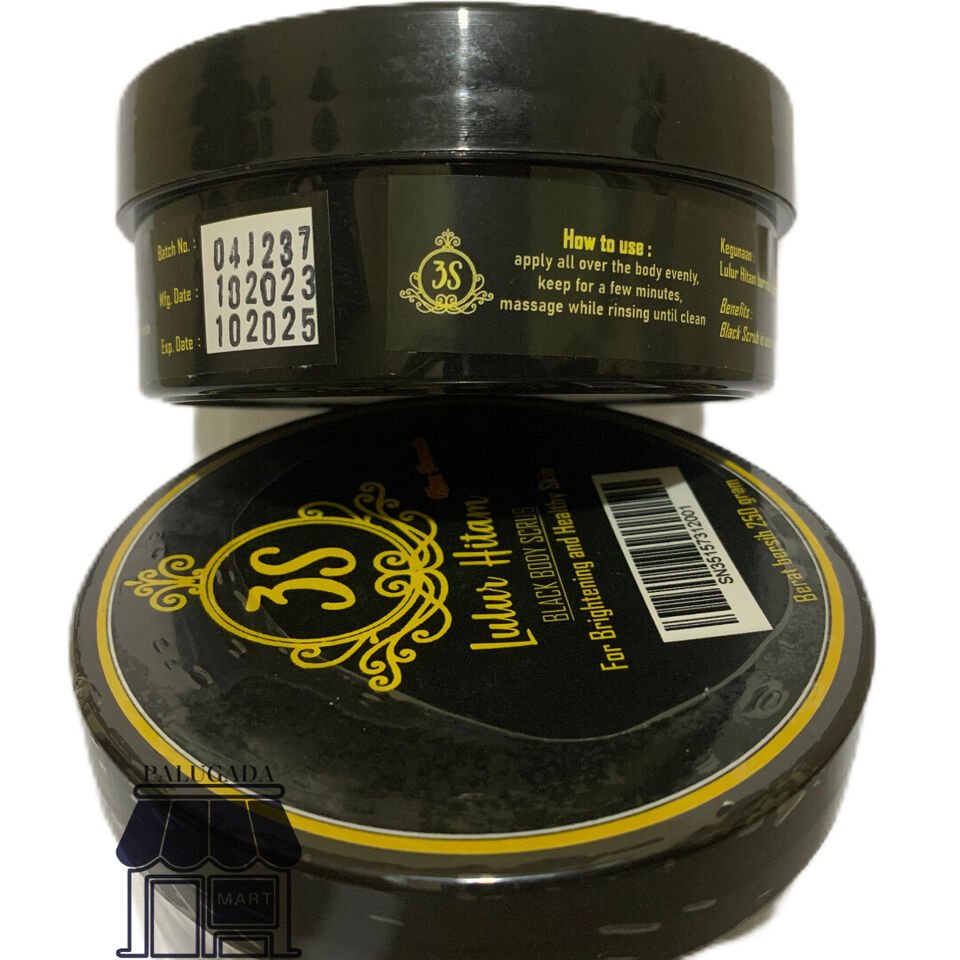 Original 3S Lulur Hitam Black Body Scrub 250gr For Brightening Whitening Healthy All Skin Type