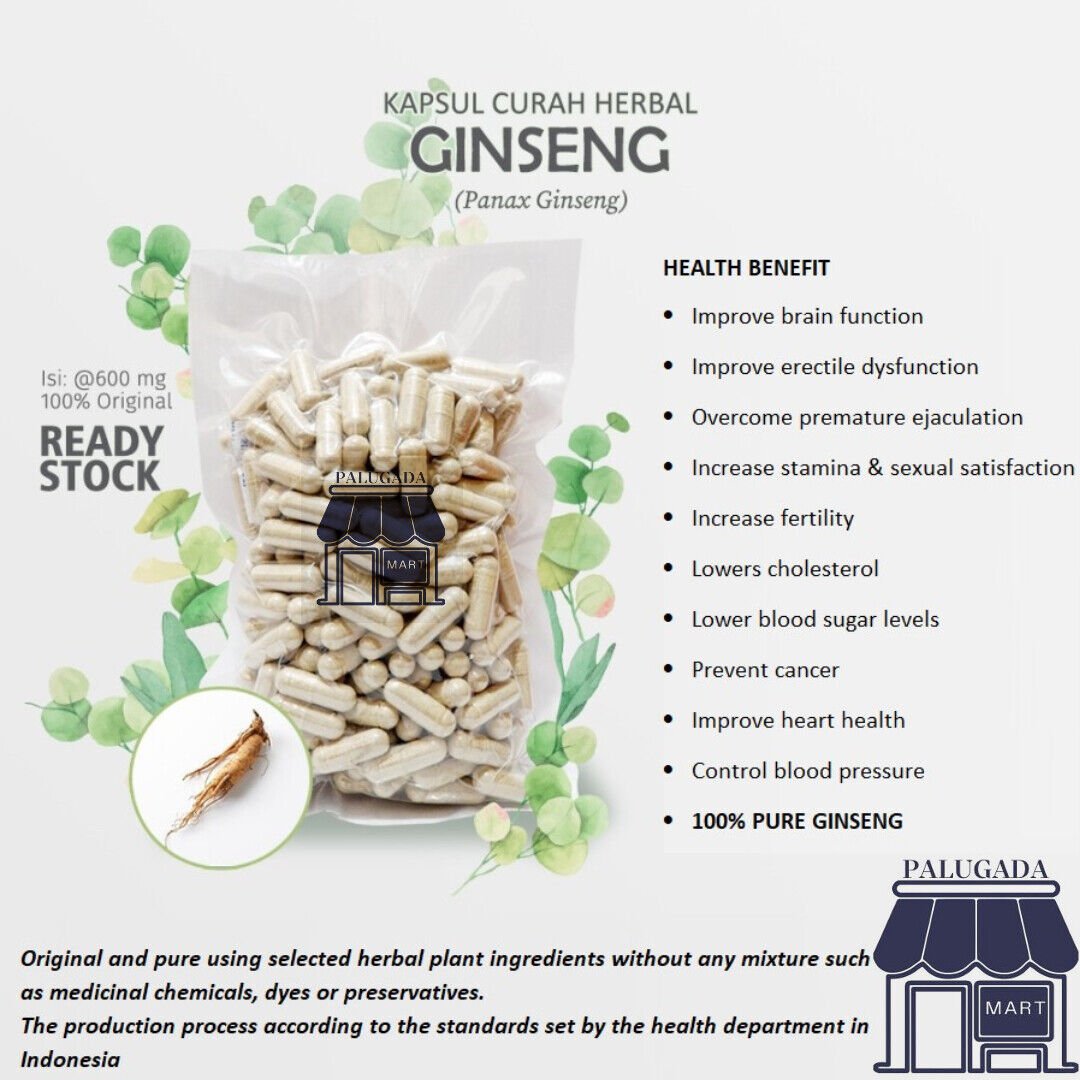 100-500 Capsules Pure Ginseng 600mg Supplement Brain Lungs Stamina Sexual Blood Health NO CHEMICALS