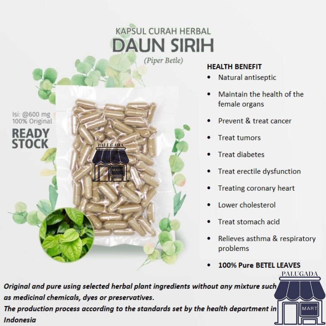 100-500 Capsules Betel Leaf 600mg Diabetic Digestive Blood Health Prostate Arthritis NO CHEMICAL